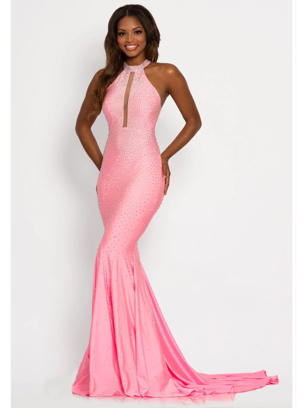 Johnathan Kayne 2037 Flamingo pink Mermaid formal dress